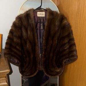 Vintage Mink Brown Fur Stole Cape